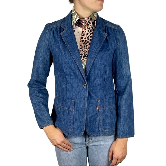 LEVI'S ORANGE TAB VINTAGE 70'S DENIM SINGLE BUTTON NOTCH COLLAR BLAZER JACKET - Picture 1 of 15